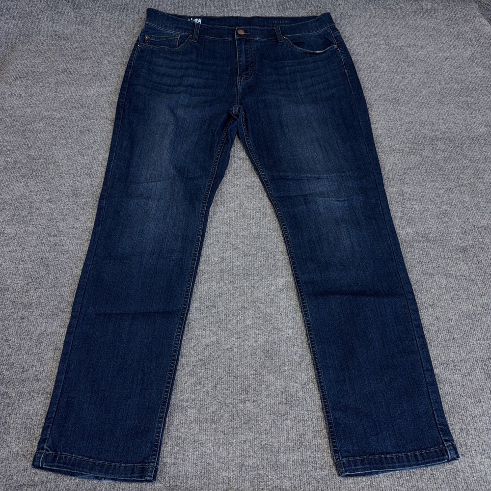 Mugsy Fultons Jeans Mens 38x32 Blue Indigo Denim Straight Dark Wash Stretch